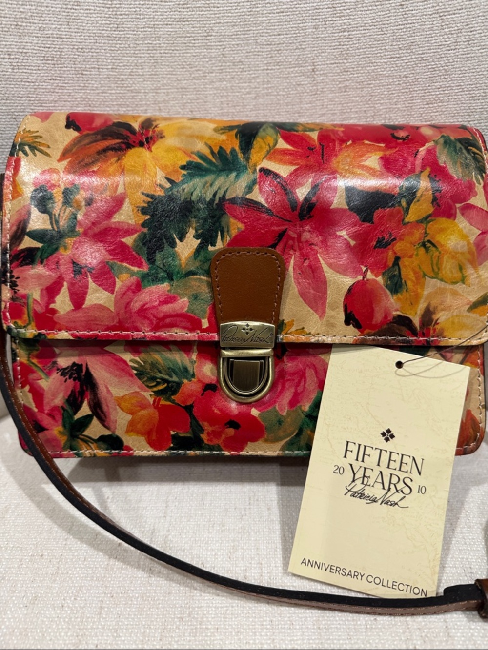 Patricia Nash Floral Print Crossbody Bag - Red, Pink, Yellow, Green, Brown